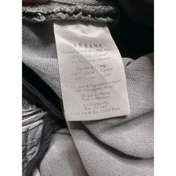 Sezane Clara Trousers Womens 38/6 Gray Denim Pants Stretch Tapered 27 in x 28 in - Picture 7 of 8